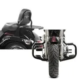Set: Sissy Bar CSS Fix passend für Harley Davidson Softail 07-17 mit Gepäckträger schwarz Craftride + Sturzbügel passend für Harley Davidson Fat Boy Special 2010-2017 Craftride Mustache schwarz Ausverkauf