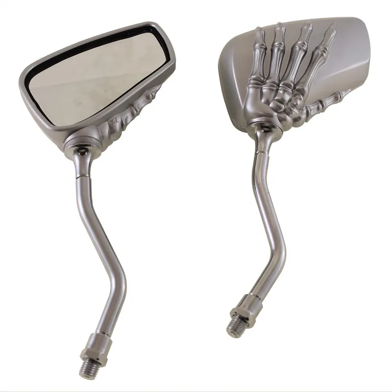 Spiegel Set Skeletor Motorrad Quad ATV Universal Spiegel M10 Silber Jetzt Kaufen