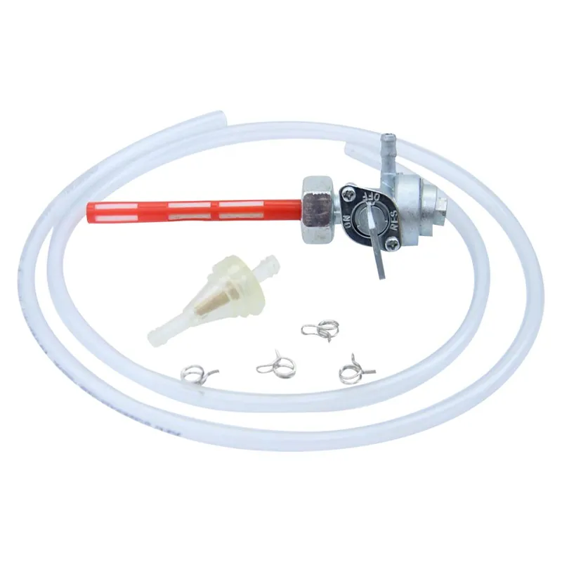 Letzte Chance Benzinhahn Set, M16 x 1,5 Abgang rechts, mit Metall-Wassersack, Metall-Hebel + Filter, Schlauch und Klammern