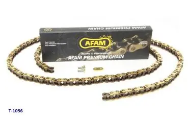 Geprüft Kette AFAM 420 1/2 x 1/4 140 Glieder gold verstärkt mit Clipschloss