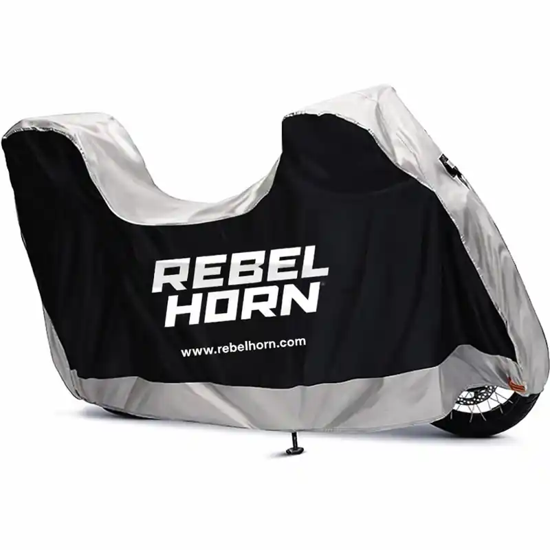 Rebelhorn Shelter Motorradabdeckung mit Platz für ein Gepäckfach, schwarz-silber Ausverkauf