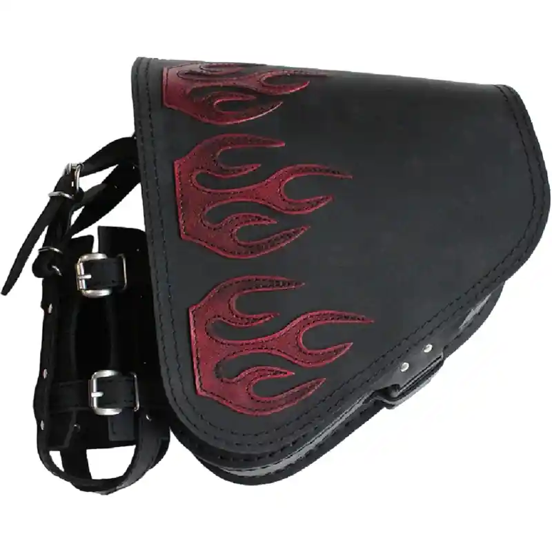 Motorradtasche aus Leder RSA S63 Flame HD Softail schwarz-rot Schneller Versand